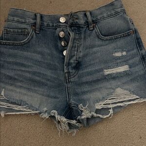 PacSun Blue Distressed Jean Shorts high rise vintage